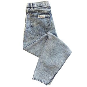VINTAGE 80s Felix The Cat Japan Denim Jeans 29 High Waist Tapered Acid Wash RARE